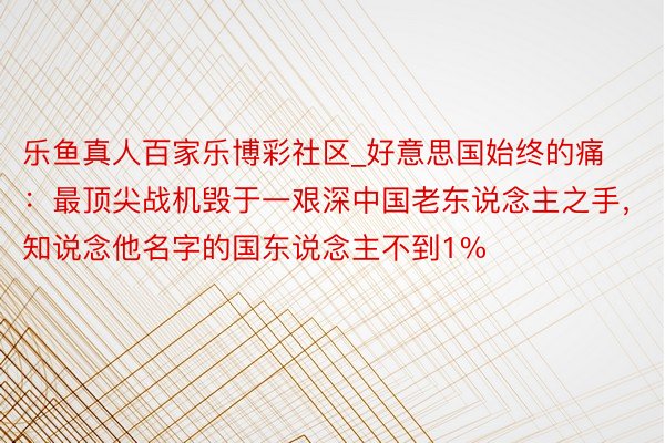 乐鱼真人百家乐博彩社区_好意思国始终的痛：最顶尖战机毁于一艰深中国老东说念主之手，知说念他名字的国东说念主不到1%