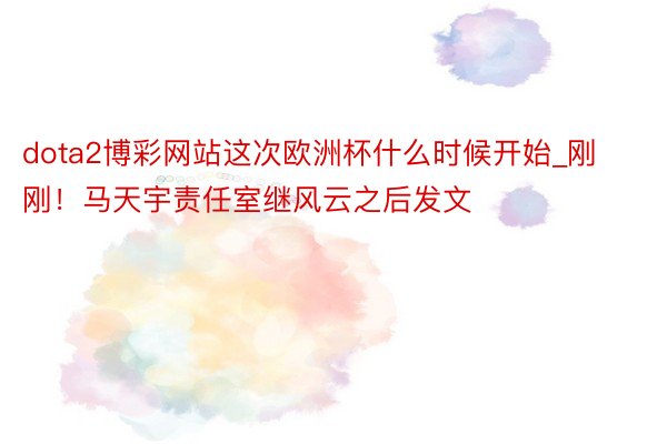 dota2博彩网站这次欧洲杯什么时候开始_刚刚！马天宇责任室继风云之后发文